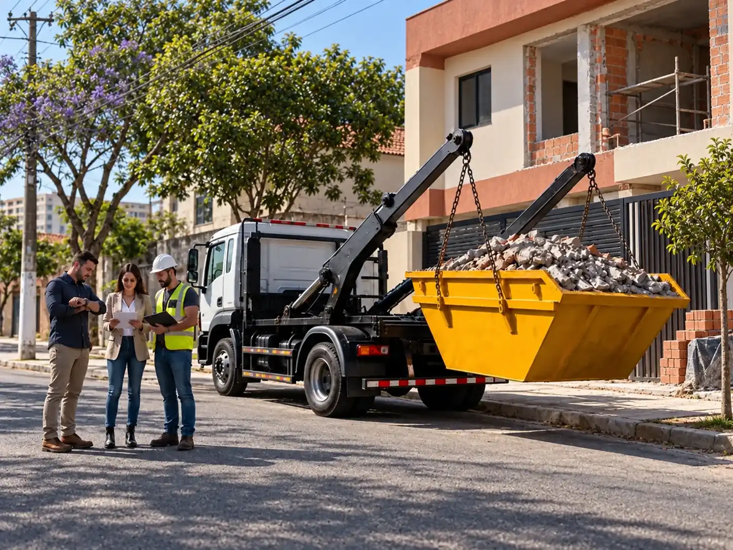 Caçamba em obra residencial em Osasco